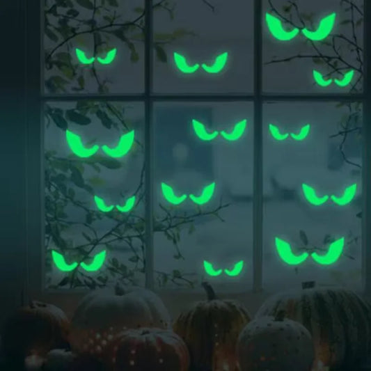 Halloween Night Light Wall Stickers Peeping Night Light Eyes Stickers Ghost Decoration Stickers Fluorescent Horror Wall Stickers