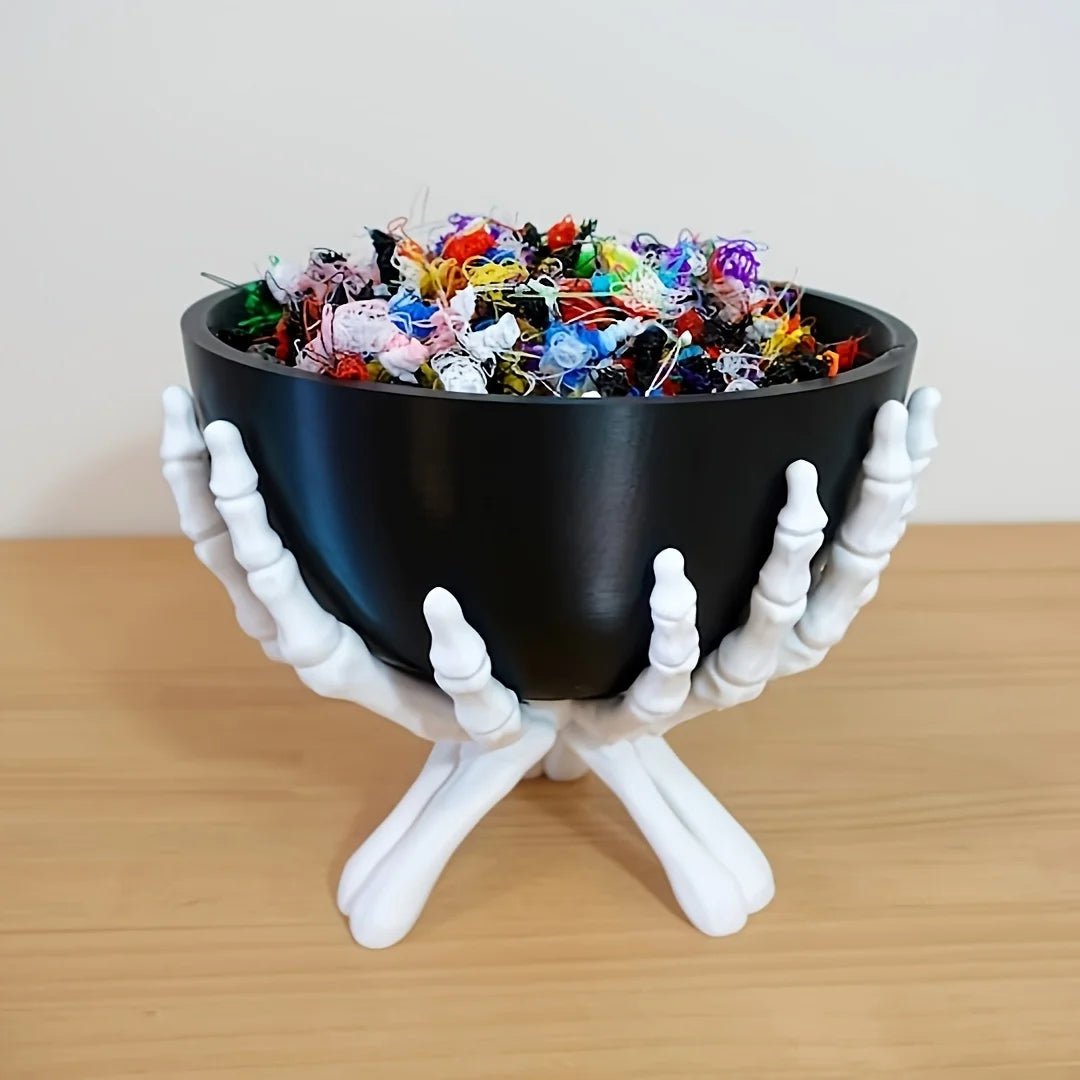 Halloween Candy Bowl Gothic Skeleton Hands Candy Storage Holder Multifunctional Halloween Organizer Holder Scary Home Decoration
