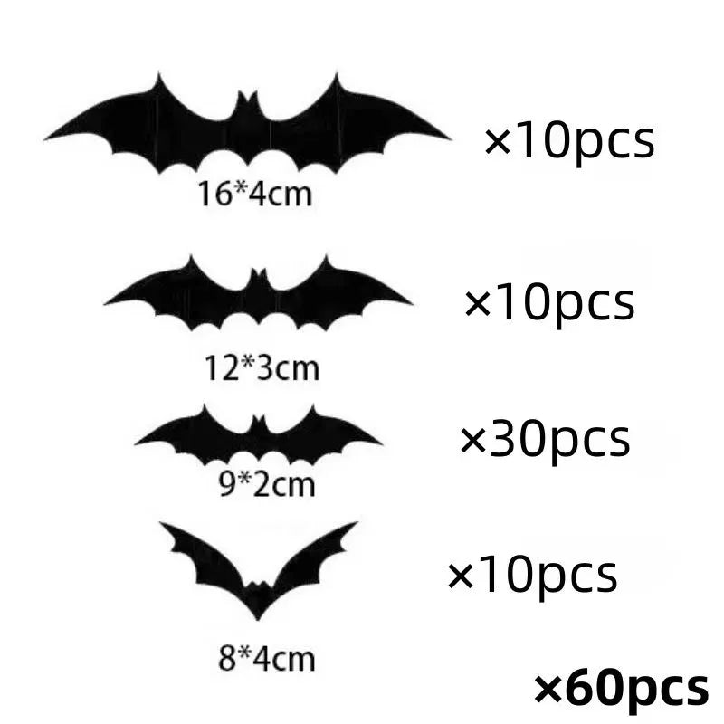 Halloween Bats Decorations,3D Pvc Bat on The Wall,Black Bats Wall Stickers,Halloween Scary Props Party Supplies DIY Decoration