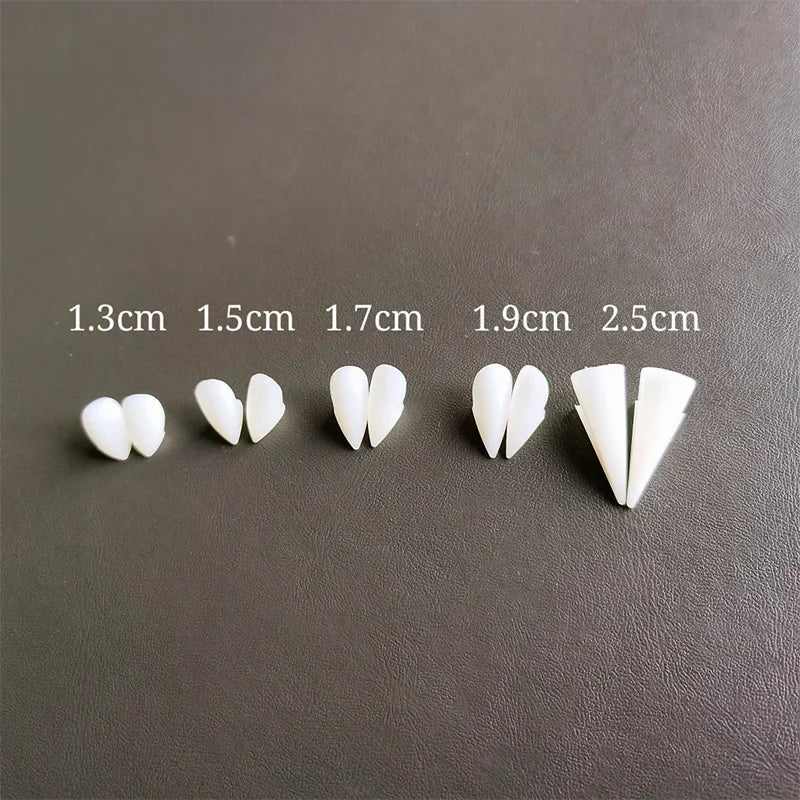 5Pairs Halloween Vampire Teeth Fangs Dentures Prop Party Costume DIY Cosplay Props Decor False Teeth Resin Fangs With Solid Glue