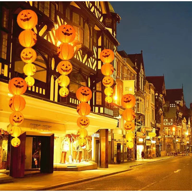 6pcs Halloween Paper Lanterns Pumpkin Spider Bat Theme Party Decorations For Halloween Outdoor Indoor Festive Atmosphere Enhance