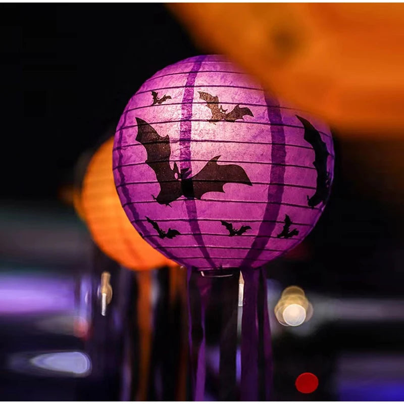 6pcs Halloween Paper Lanterns Pumpkin Spider Bat Theme Party Decorations For Halloween Outdoor Indoor Festive Atmosphere Enhance
