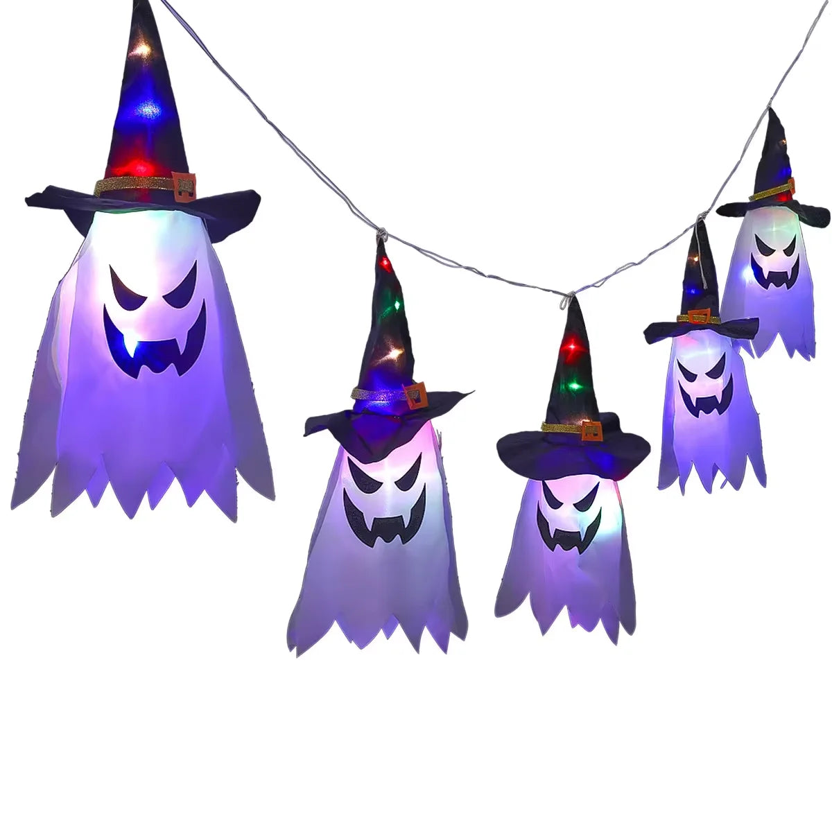Halloween Decoration Pendant Outdoor Courtyard Eaves Railing Hanging Wizard Ghost Hat LED Pendant Light Home Bar Horror Props