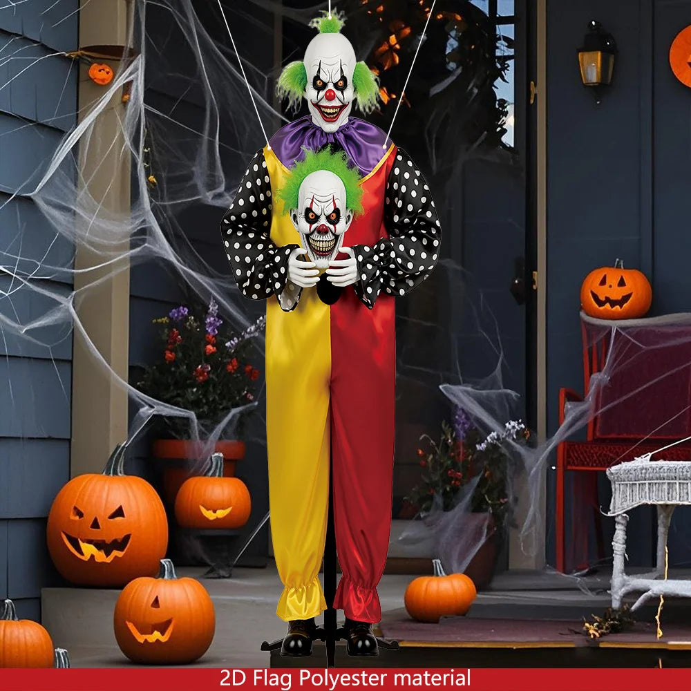 1pcs 2D Halloween Horror Evil Joker Hanging Background Cloth Halloween Terror Atmosphere Indoor and Outdoor Decoration Supplies