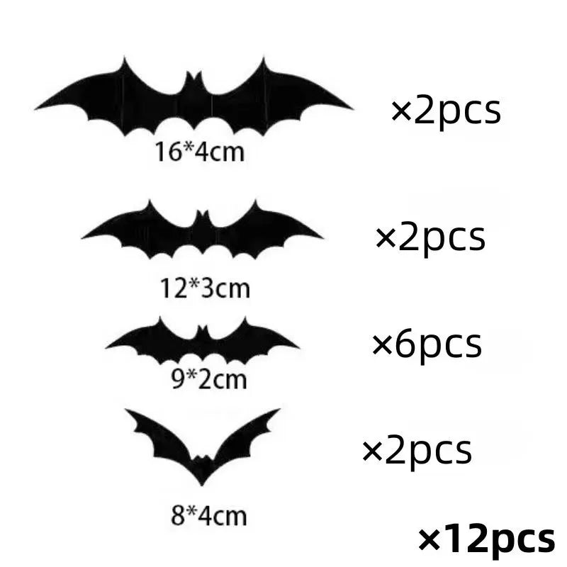 Halloween Bats Decorations,3D Pvc Bat on The Wall,Black Bats Wall Stickers,Halloween Scary Props Party Supplies DIY Decoration