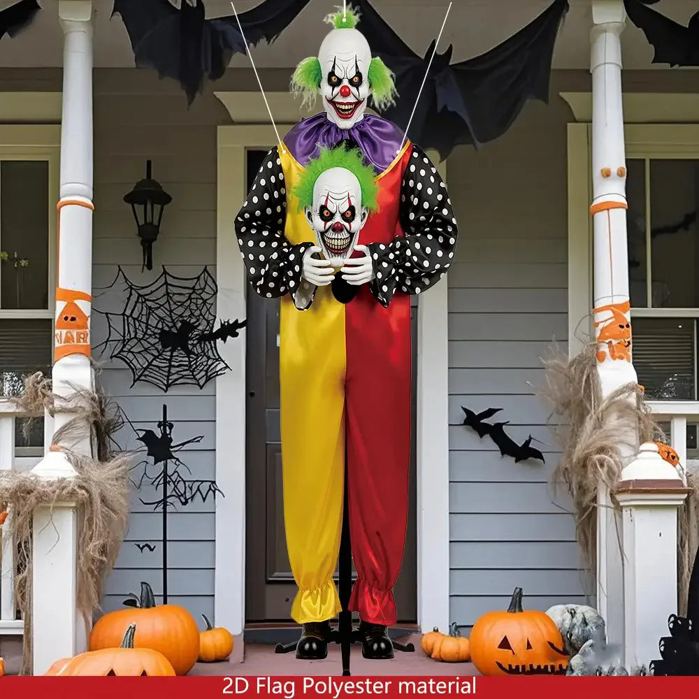 1pcs 2D Halloween Horror Evil Joker Hanging Background Cloth Halloween Terror Atmosphere Indoor and Outdoor Decoration Supplies