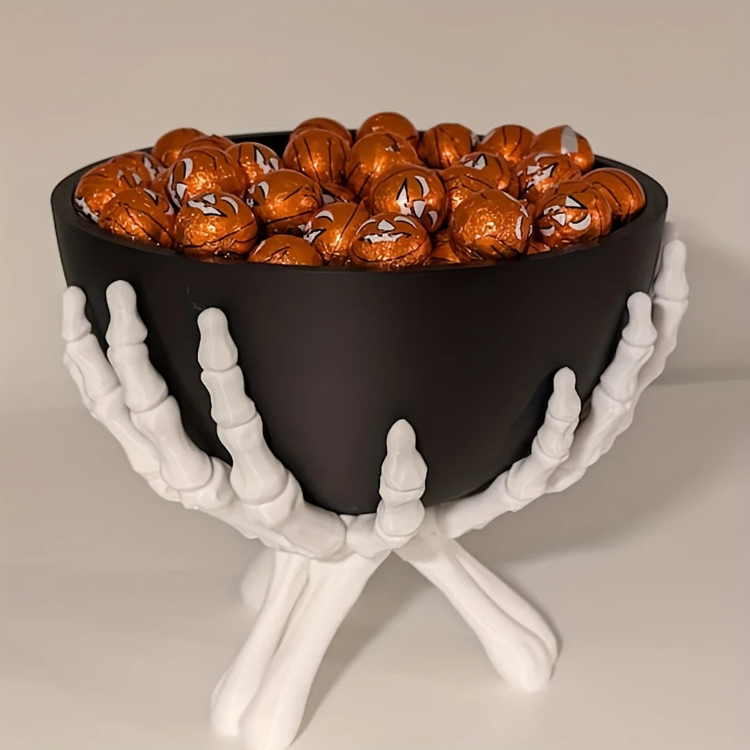 Halloween Candy Bowl Gothic Skeleton Hands Candy Storage Holder Multifunctional Halloween Organizer Holder Scary Home Decoration