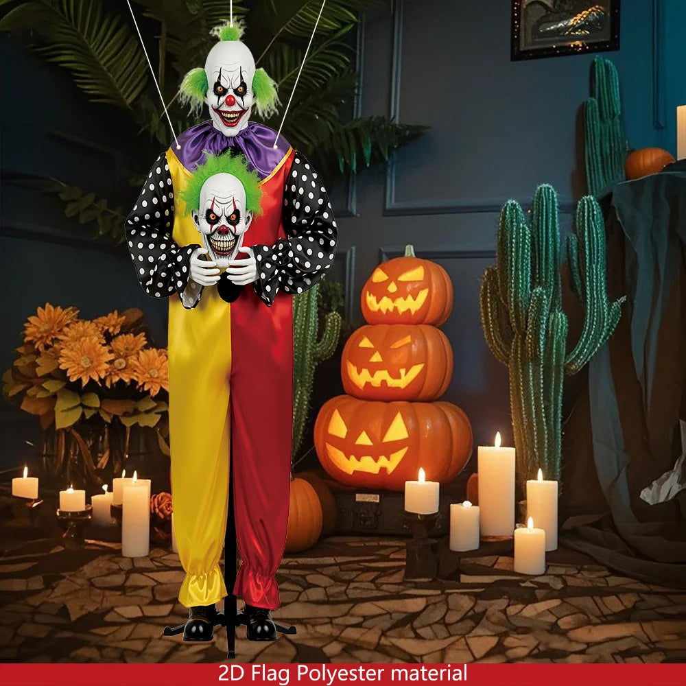 1pcs 2D Halloween Horror Evil Joker Hanging Background Cloth Halloween Terror Atmosphere Indoor and Outdoor Decoration Supplies