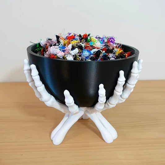 Halloween Candy Bowl Gothic Skeleton Hands Candy Storage Holder Multifunctional Halloween Organizer Holder Scary Home Decoration