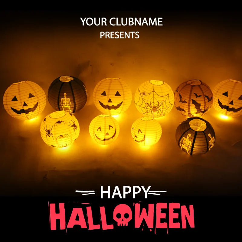 Halloween Paper Lanterns Equipped With Yellow Light Pumpkin Spider Skeleton for Halloween Party Decoration Indoor Outdoor Party