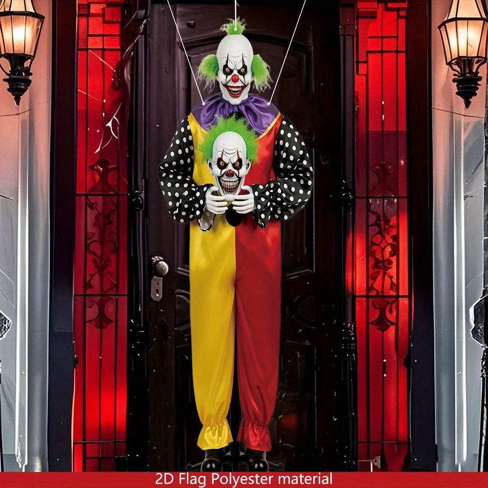 1pcs 2D Halloween Horror Evil Joker Hanging Background Cloth Halloween Terror Atmosphere Indoor and Outdoor Decoration Supplies