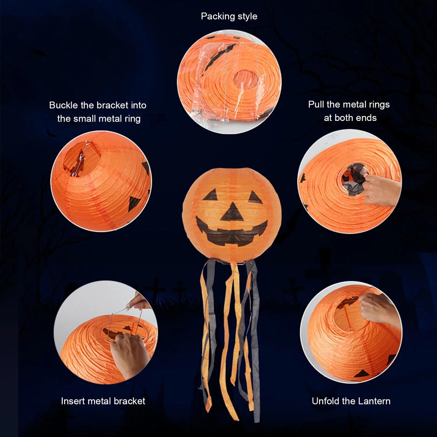 Halloween Paper Lantern Hangin Creative Spooky Funny Halloween Hanging Props for Home Wall Hangination