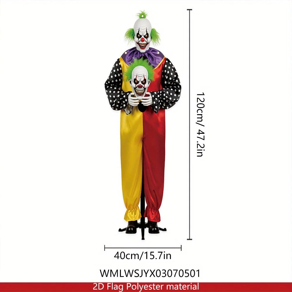 1pcs 2D Halloween Horror Evil Joker Hanging Background Cloth Halloween Terror Atmosphere Indoor and Outdoor Decoration Supplies