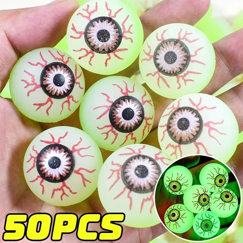 Halloween Eyeball Glow in The Dark Bouncy Ball Decoration Haunted House Home Bar Horror Props Luminous Fake Eyeballs Wholesale