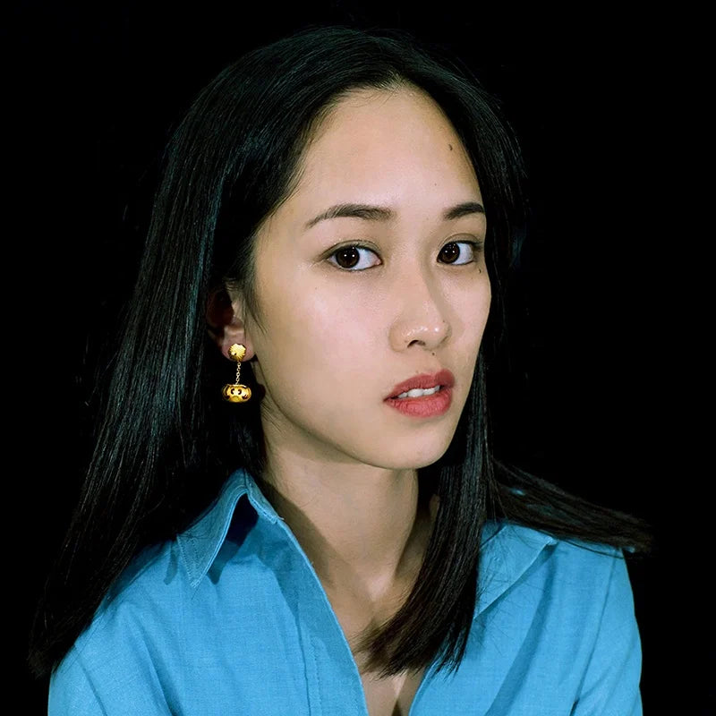 All Saints' Day Gold Vermeil S925 Silver Moissanite Earrings with Cute Halloween Pumpkin Tassel Drop Fine Jewelry for Parties