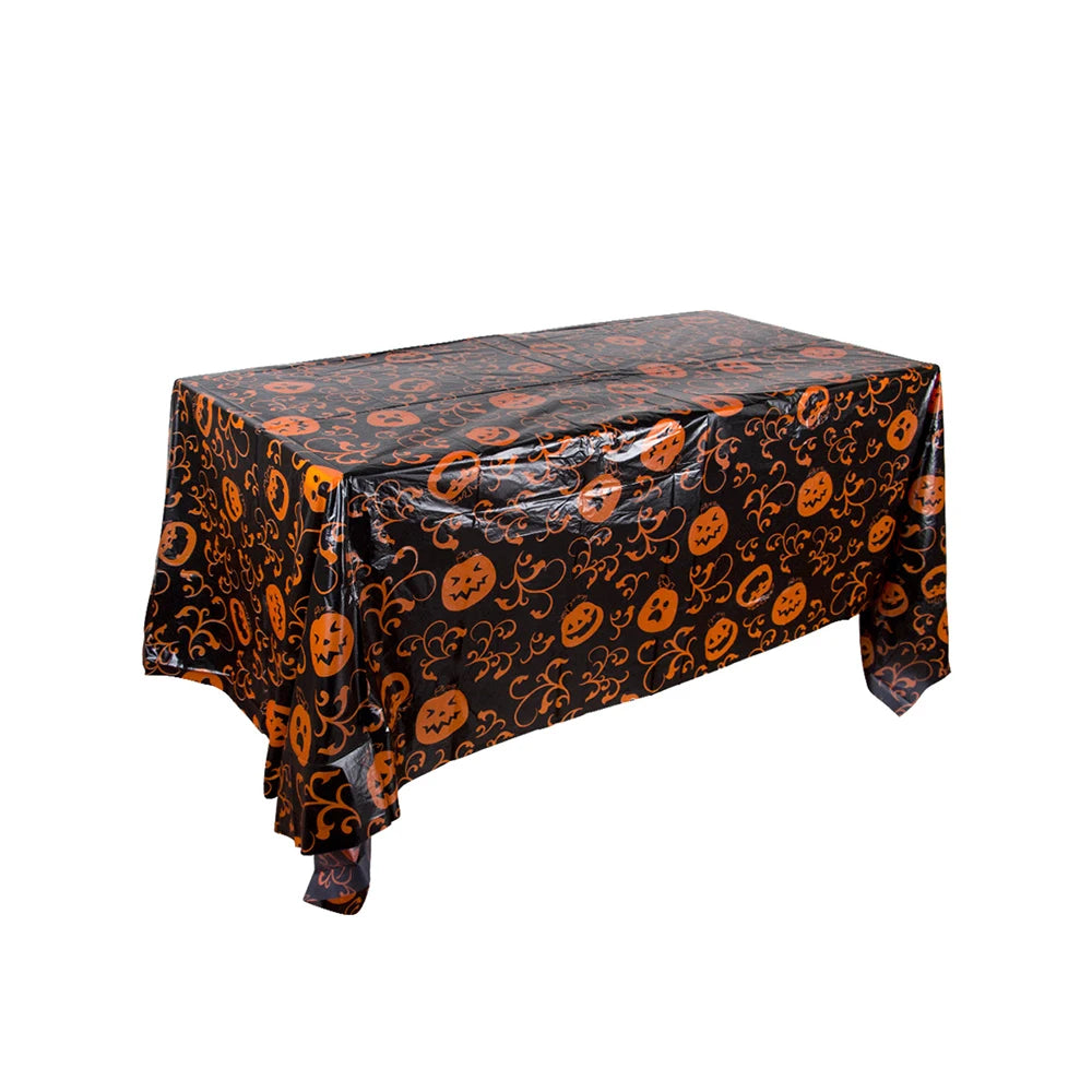 Halloween Decoration Tablecloth,Disposable Pumpkin Spider Web Bat Plastic Table Cover,Halloween Party Home Table Decor