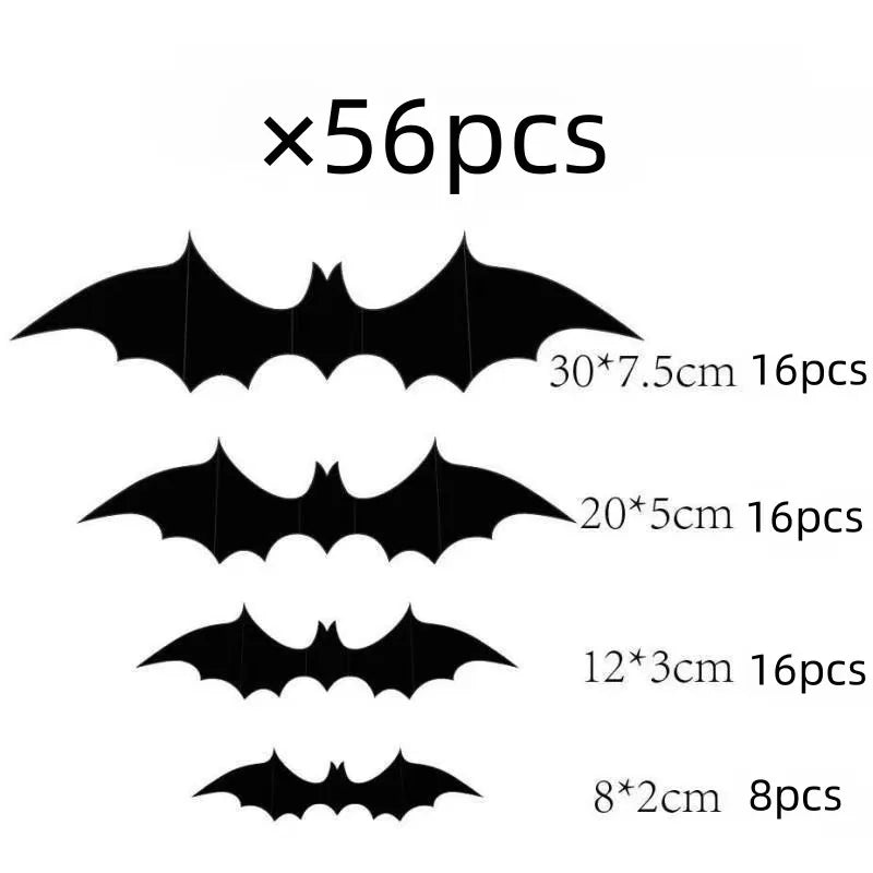 Halloween Bats Decorations,3D Pvc Bat on The Wall,Black Bats Wall Stickers,Halloween Scary Props Party Supplies DIY Decoration