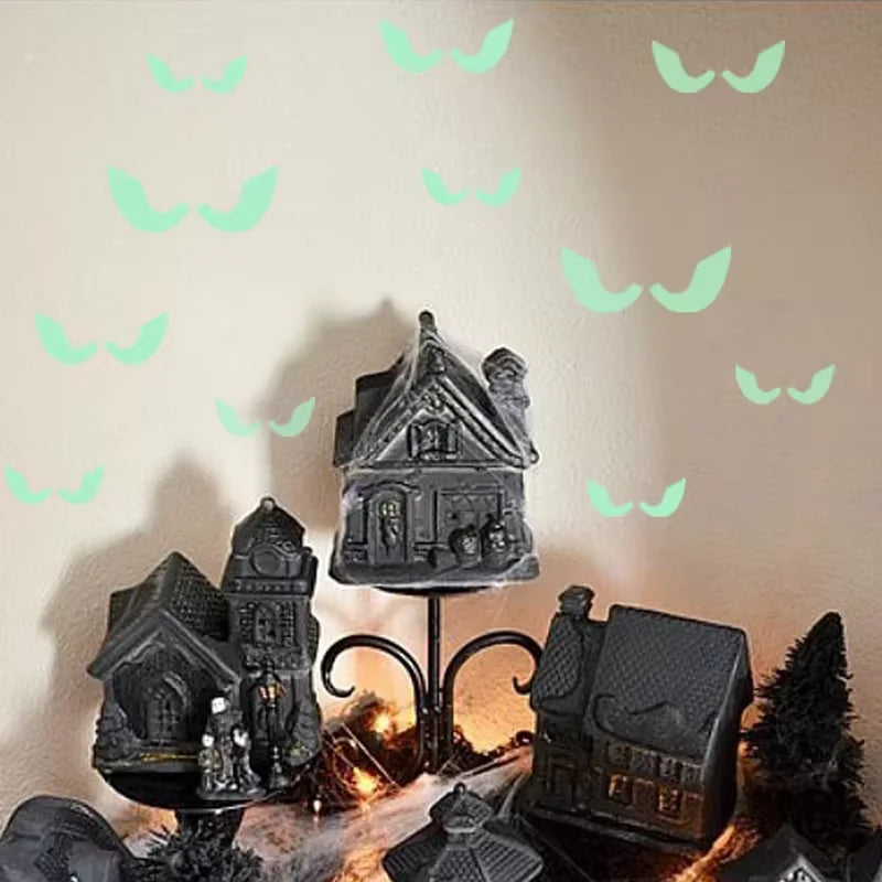 Halloween Night Light Wall Stickers Peeping Night Light Eyes Stickers Ghost Decoration Stickers Fluorescent Horror Wall Stickers