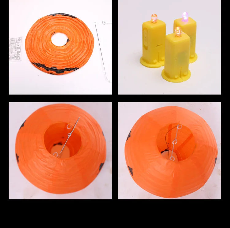 Halloween Paper Lanterns Equipped With Yellow Light Pumpkin Spider Skeleton for Halloween Party Decoration Indoor Outdoor Party
