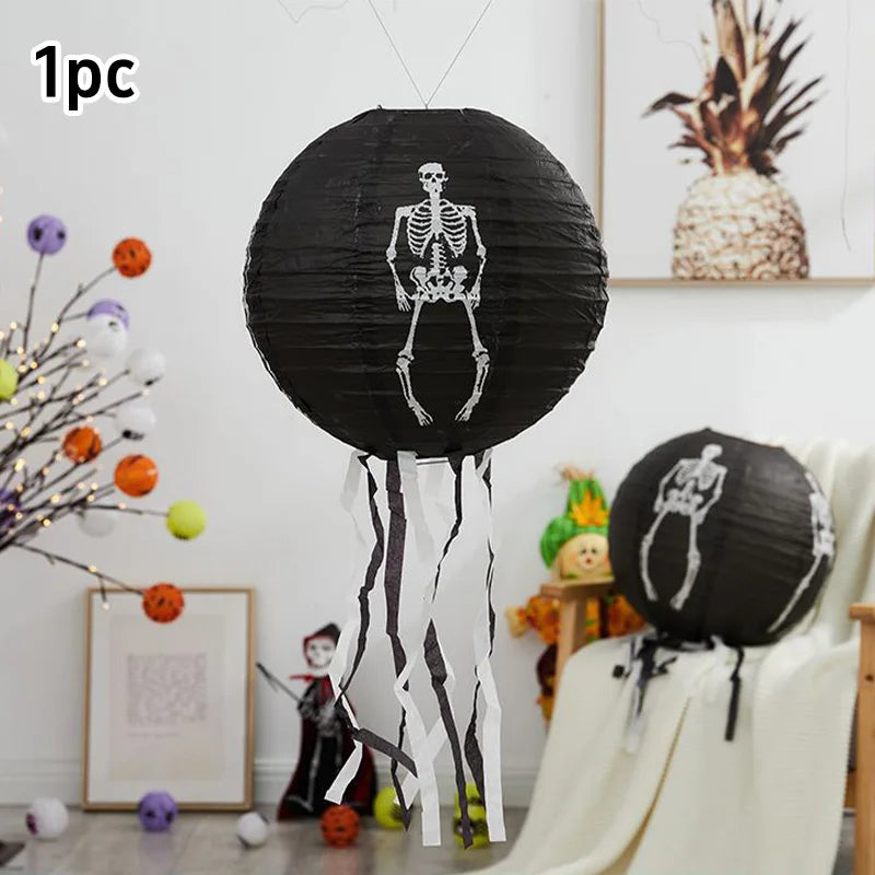 6pcs Halloween Paper Lanterns Pumpkin Spider Bat Theme Party Decorations For Halloween Outdoor Indoor Festive Atmosphere Enhance