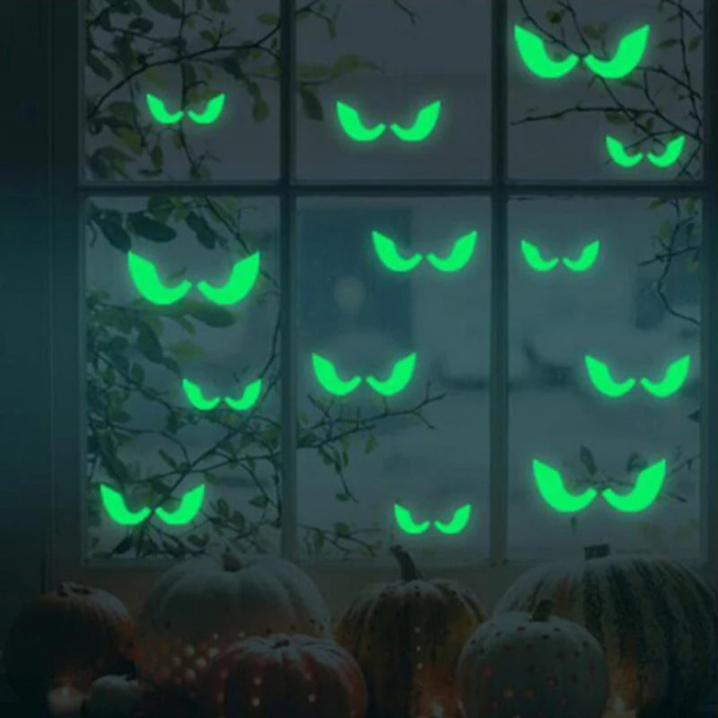 Halloween Night Light Wall Stickers Peeping Night Light Eyes Stickers Ghost Decoration Stickers Fluorescent Horror Wall Stickers