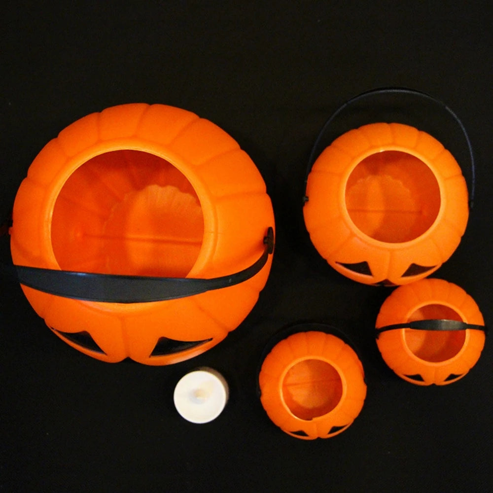 1 Set of 3Pcs Large Medium and Small Portable Pumpkin Buckets for Halloween Ghost Festival Bar Home Decoration Sugar Filling Jar
