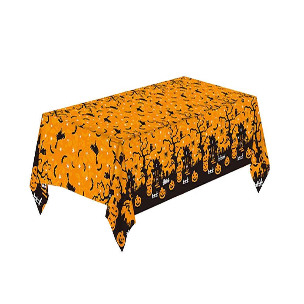 Halloween Decoration Tablecloth,Disposable Pumpkin Spider Web Bat Plastic Table Cover,Halloween Party Home Table Decor