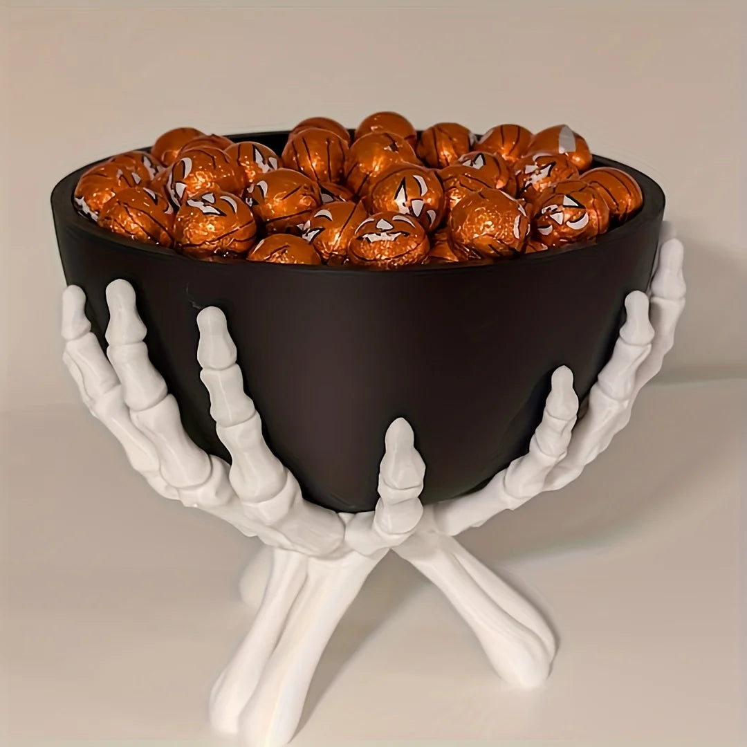 Halloween Candy Bowl Gothic Skeleton Hands Candy Storage Holder Multifunctional Halloween Organizer Holder Scary Home Decoration