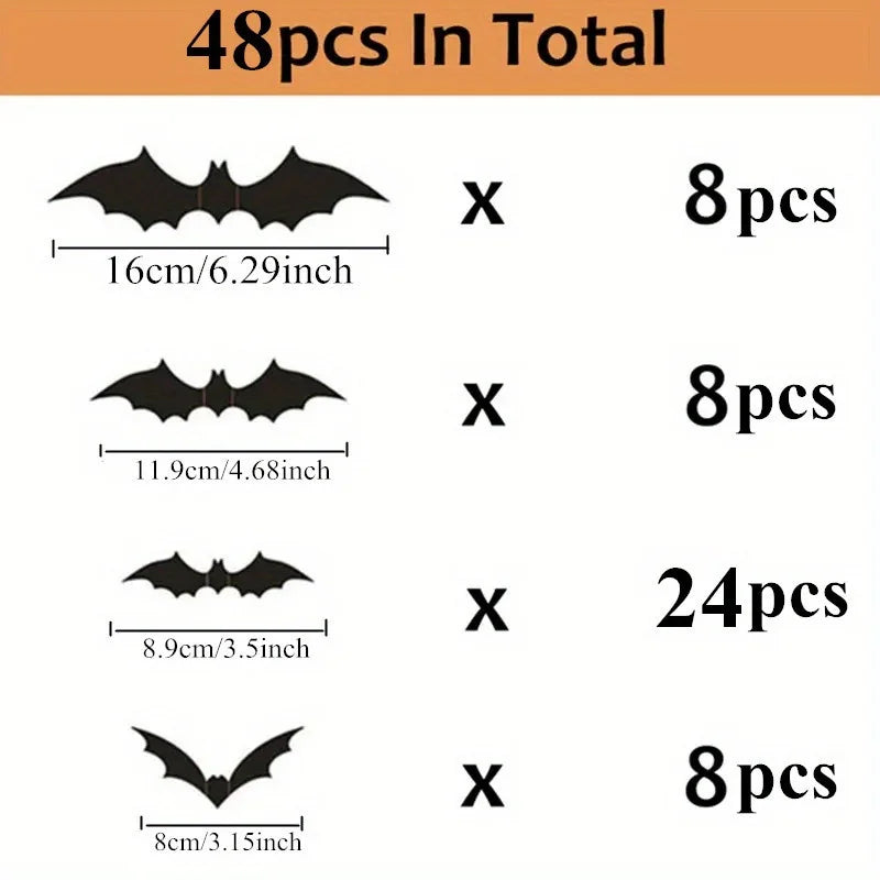 Halloween Bats Decorations,3D Pvc Bat on The Wall,Black Bats Wall Stickers,Halloween Scary Props Party Supplies DIY Decoration