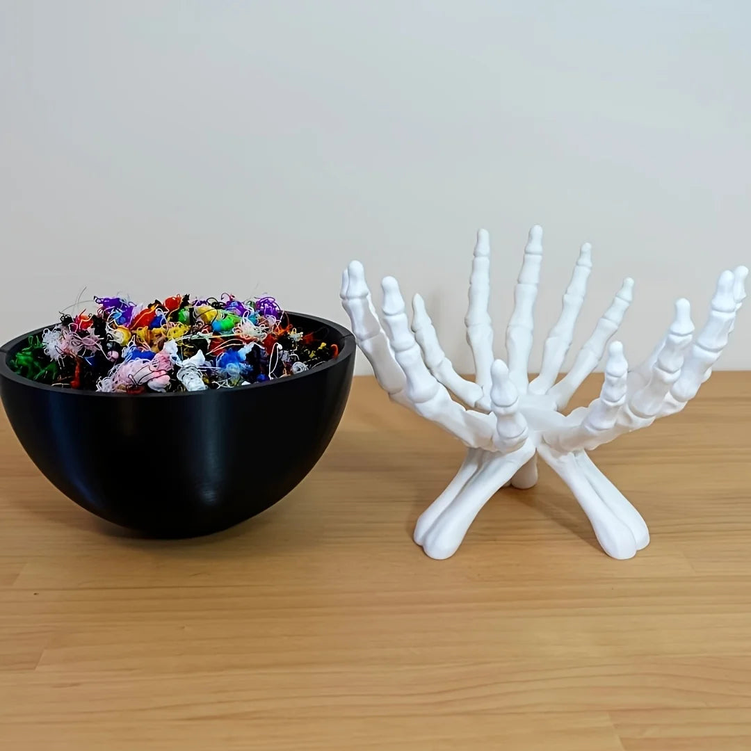 Halloween Candy Bowl Gothic Skeleton Hands Candy Storage Holder Multifunctional Halloween Organizer Holder Scary Home Decoration