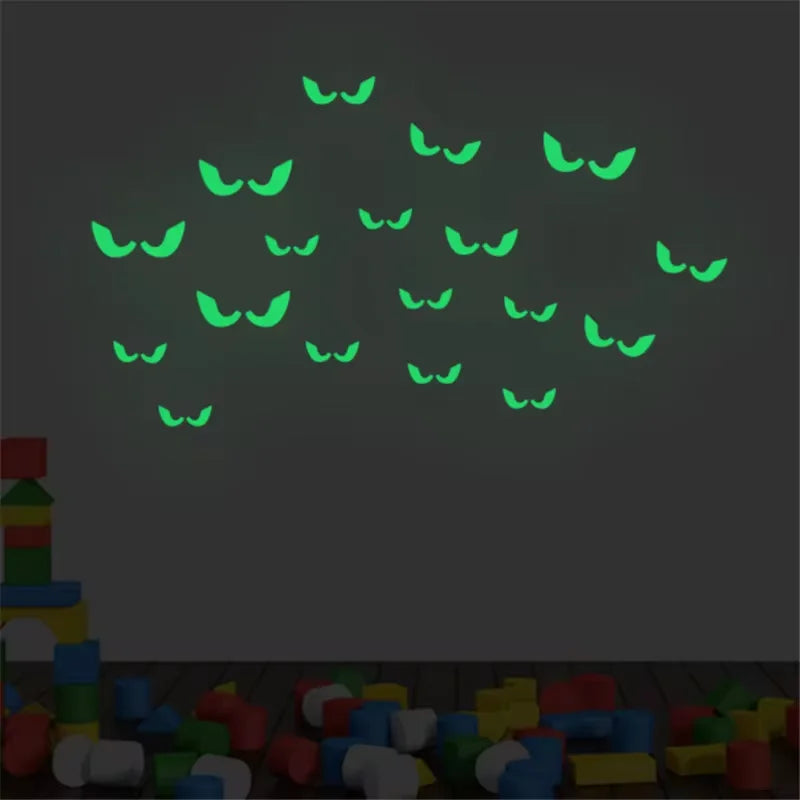 Halloween Night Light Wall Stickers Peeping Night Light Eyes Stickers Ghost Decoration Stickers Fluorescent Horror Wall Stickers