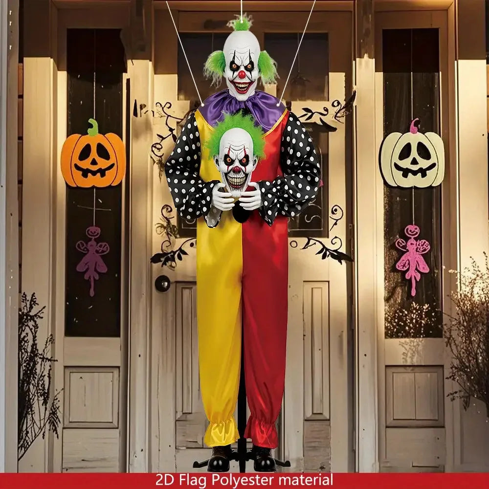 1pcs 2D Halloween Horror Evil Joker Hanging Background Cloth Halloween Terror Atmosphere Indoor and Outdoor Decoration Supplies
