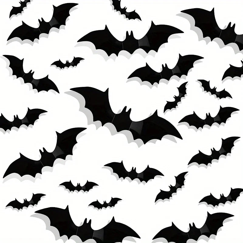 Halloween Bats Decorations,3D Pvc Bat on The Wall,Black Bats Wall Stickers,Halloween Scary Props Party Supplies DIY Decoration