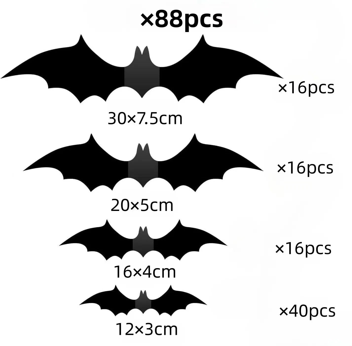 Halloween Bats Decorations,3D Pvc Bat on The Wall,Black Bats Wall Stickers,Halloween Scary Props Party Supplies DIY Decoration