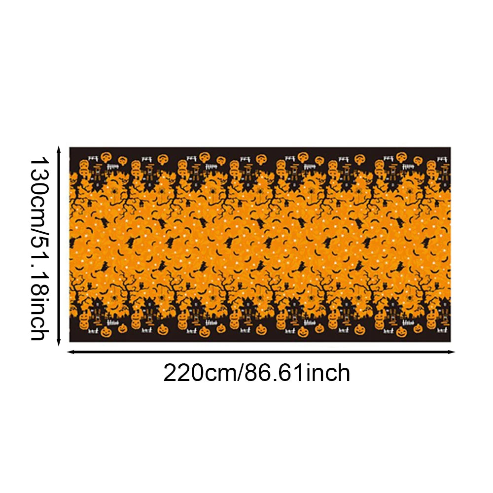 Halloween Decoration Tablecloth,Disposable Pumpkin Spider Web Bat Plastic Table Cover,Halloween Party Home Table Decor