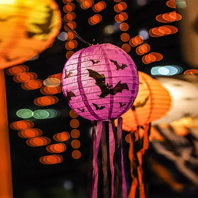 6pcs Halloween Paper Lanterns Pumpkin Spider Bat Theme Party Decorations For Halloween Outdoor Indoor Festive Atmosphere Enhance