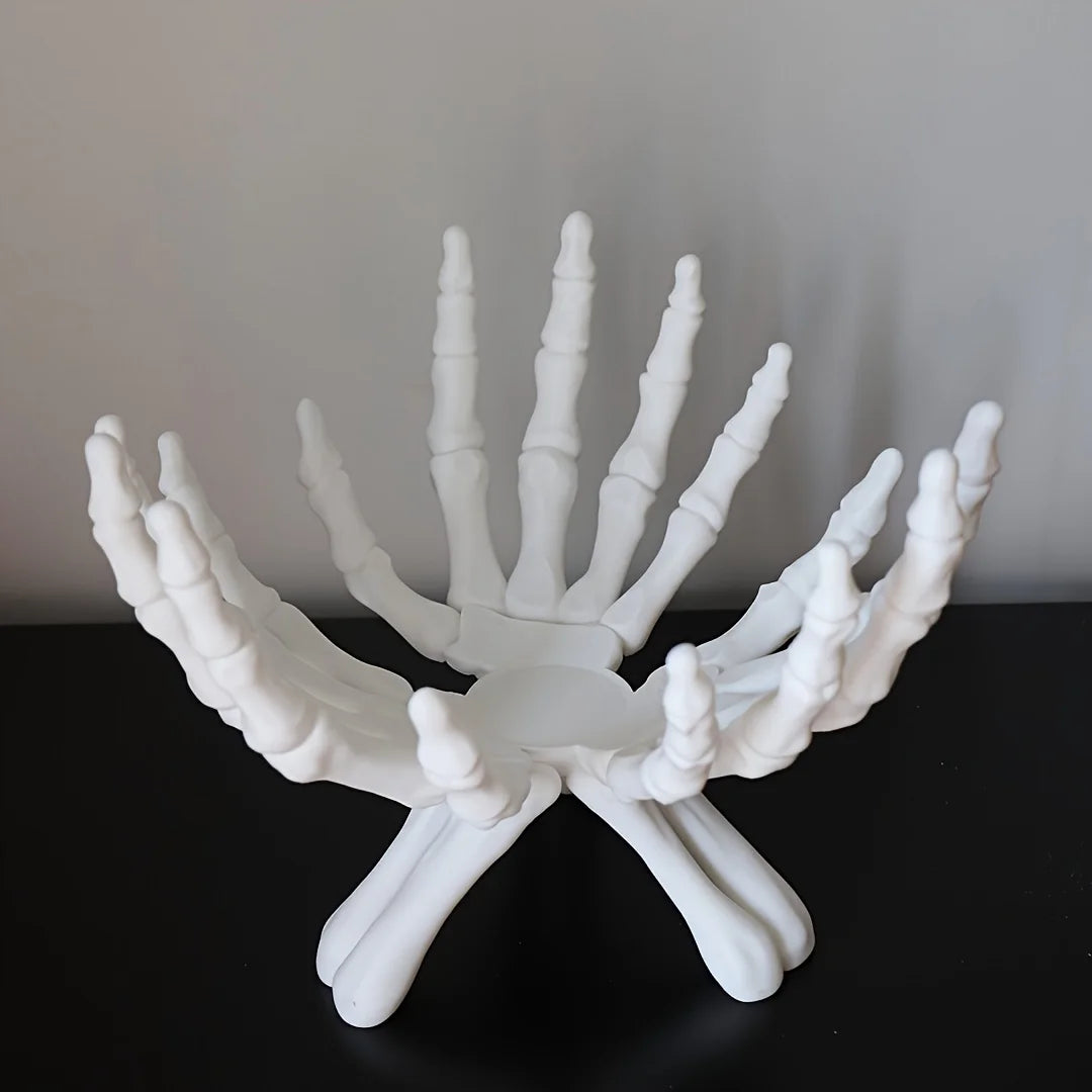 Halloween Candy Bowl Gothic Skeleton Hands Candy Storage Holder Multifunctional Halloween Organizer Holder Scary Home Decoration